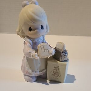 Precious Moments Porcelain Girl Figurine in Cream and Pink